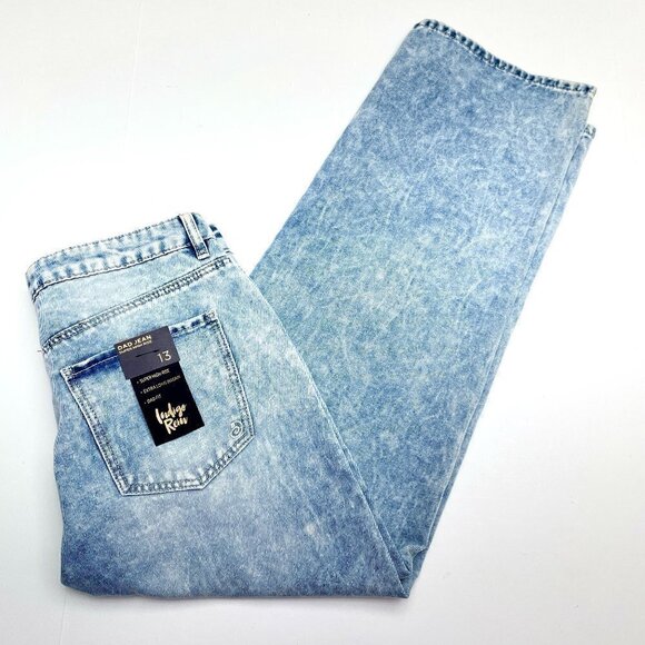 NEW Indigo Reign Women's Dad Jean High Rise Wide Leg Light Wash size 30 x 30 - Picture 1 of 11
